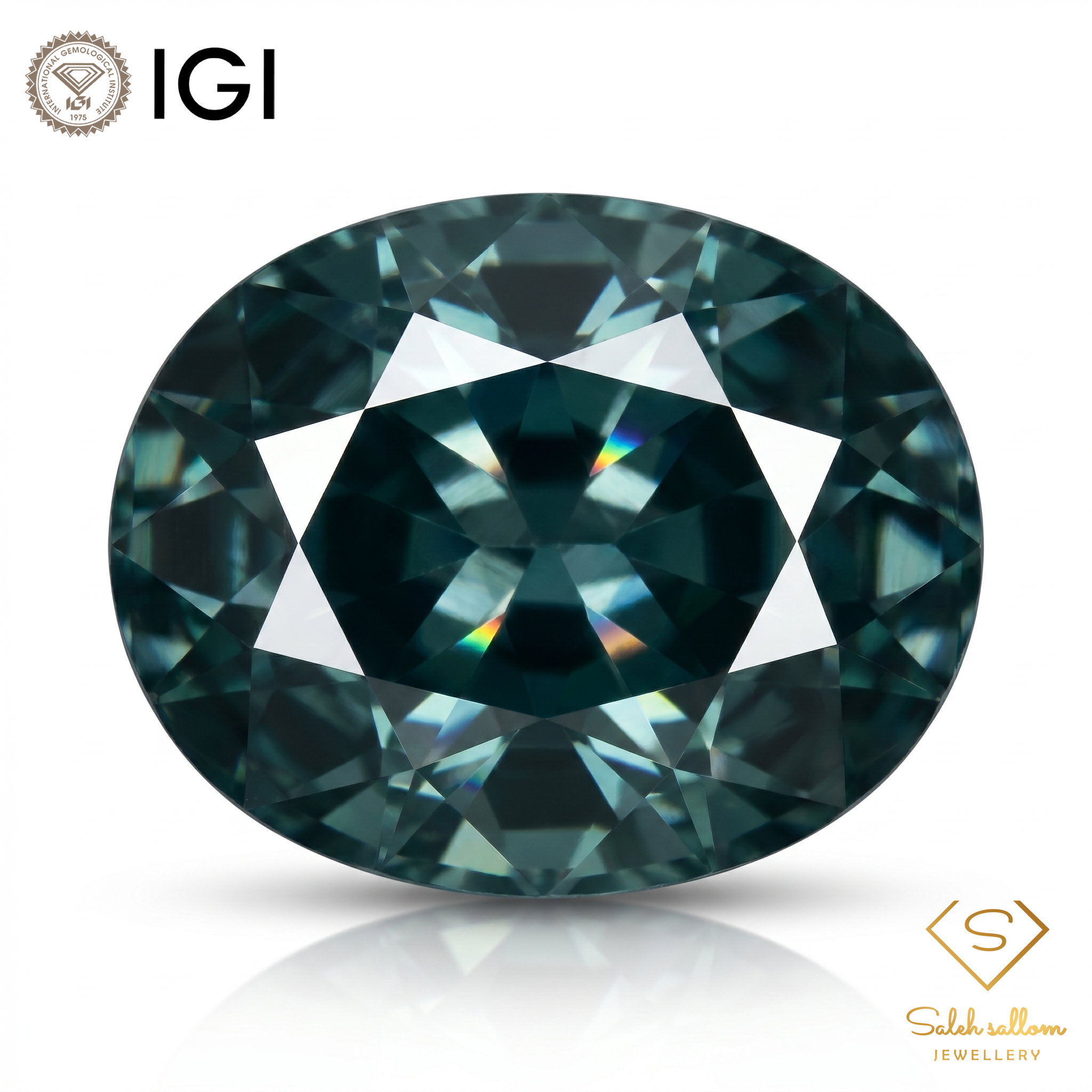 IGI Certified Unheated Dark Greenish Blue Sapphire | 2.30 Carats Oval Mixed Cut-Saleh Sallom Main image