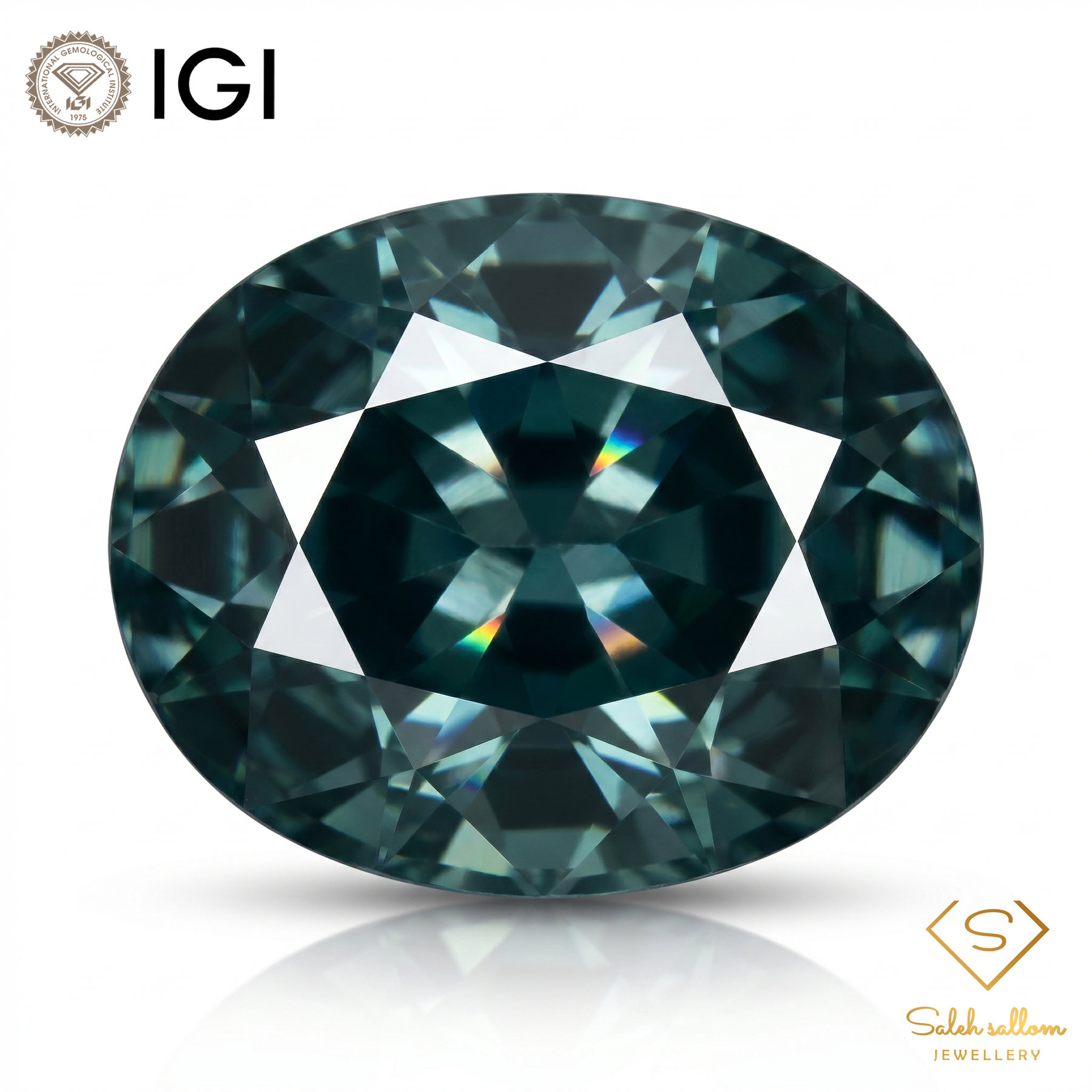 IGI Certified Unheated Dark Greenish Blue Sapphire | 2.30 Carats Oval Mixed Cut-Saleh Sallom
