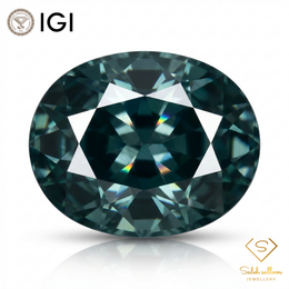 IGI Certified Unheated Dark Greenish Blue Sapphire | 2.30 Carats Oval Mixed Cut-Saleh Sallom