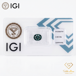 IGI Certified Unheated Dark Greenish Blue Sapphire | 2.30 Carats Oval Mixed Cut-Saleh Sallom