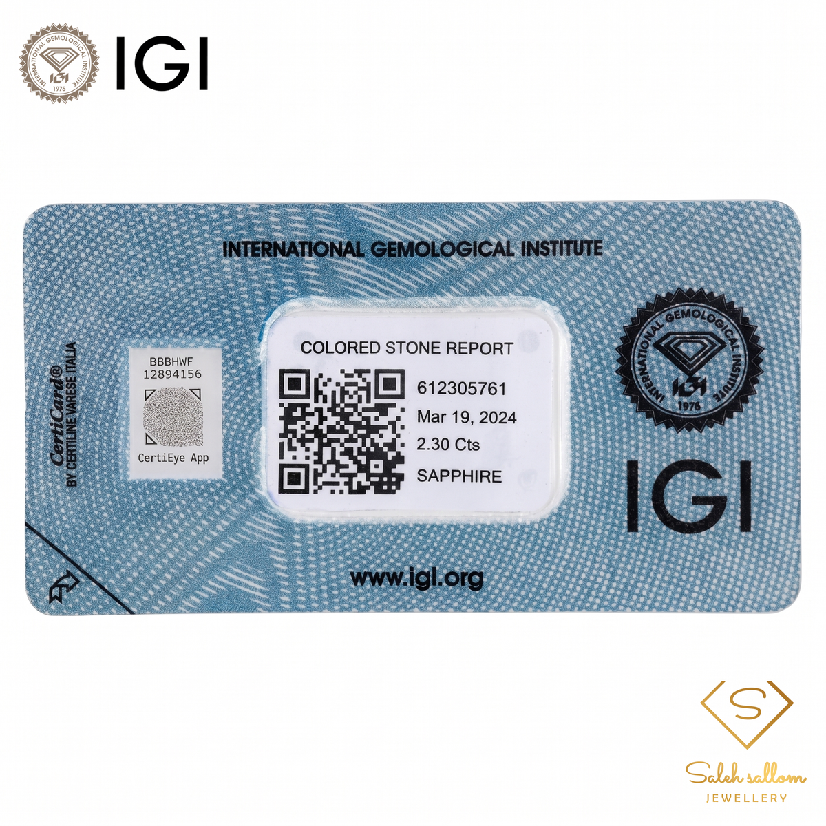 IGI Certified Unheated Dark Greenish Blue Sapphire | 2.30 Carats Oval Mixed Cut-Saleh Sallom
