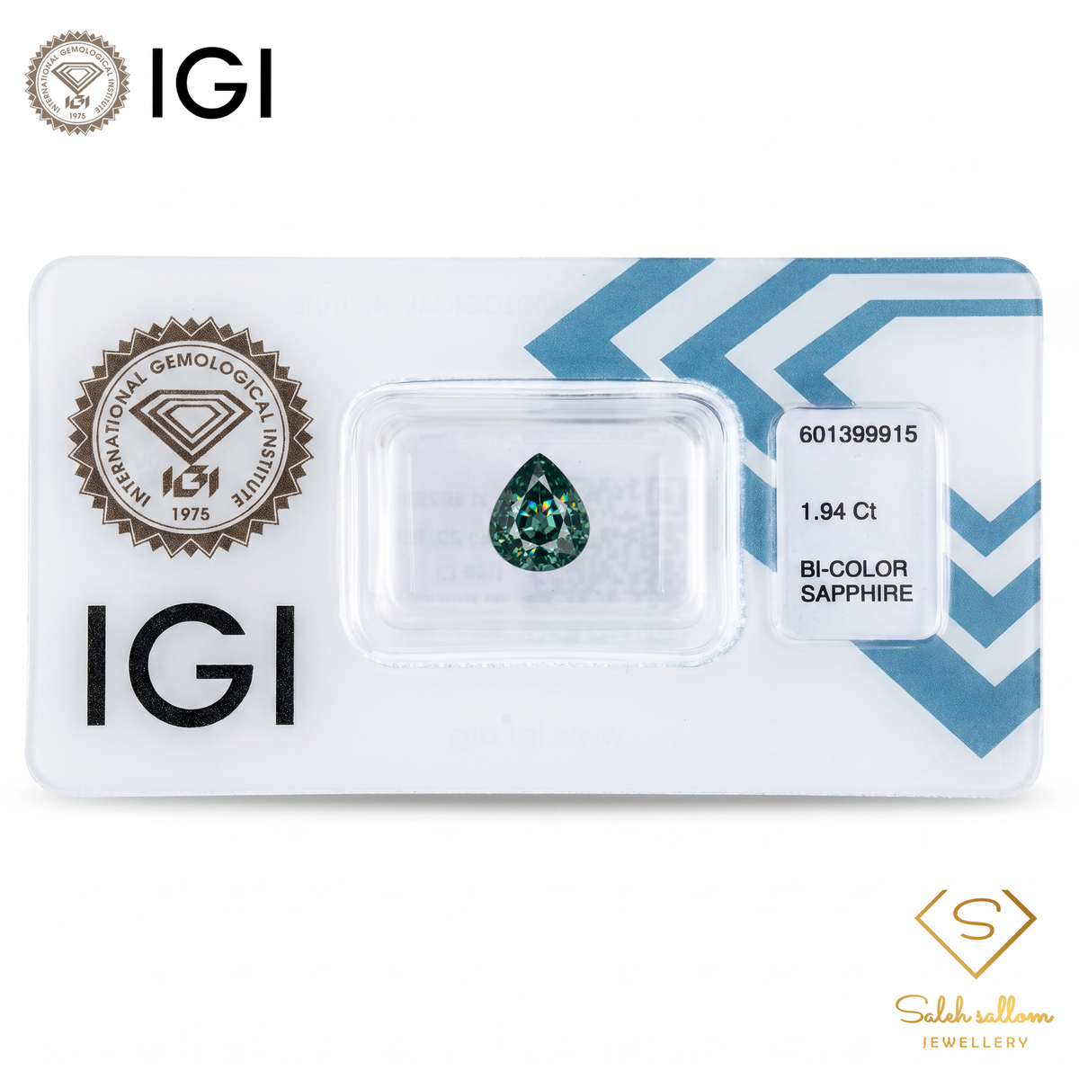 IGI Certified Natural Bi-Color Sapphire | 1.94 Carat Pear Mixed Cut | Luxury Gemstone-Saleh Sallom