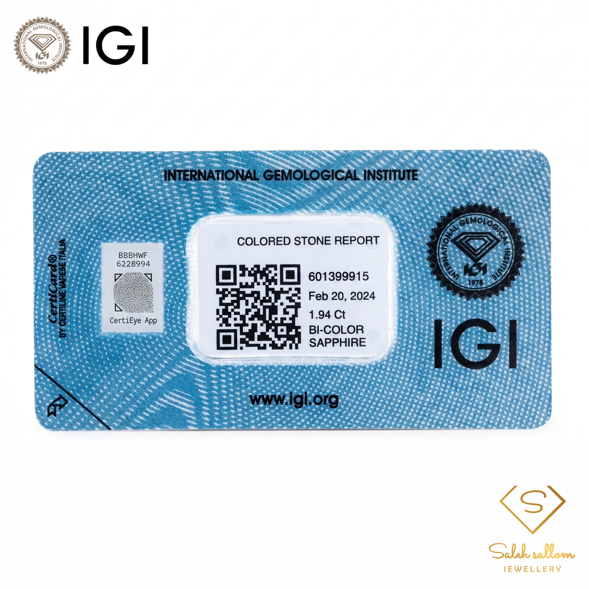 IGI Certified Natural Bi-Color Sapphire | 1.94 Carat Pear Mixed Cut | Luxury Gemstone-Saleh Sallom