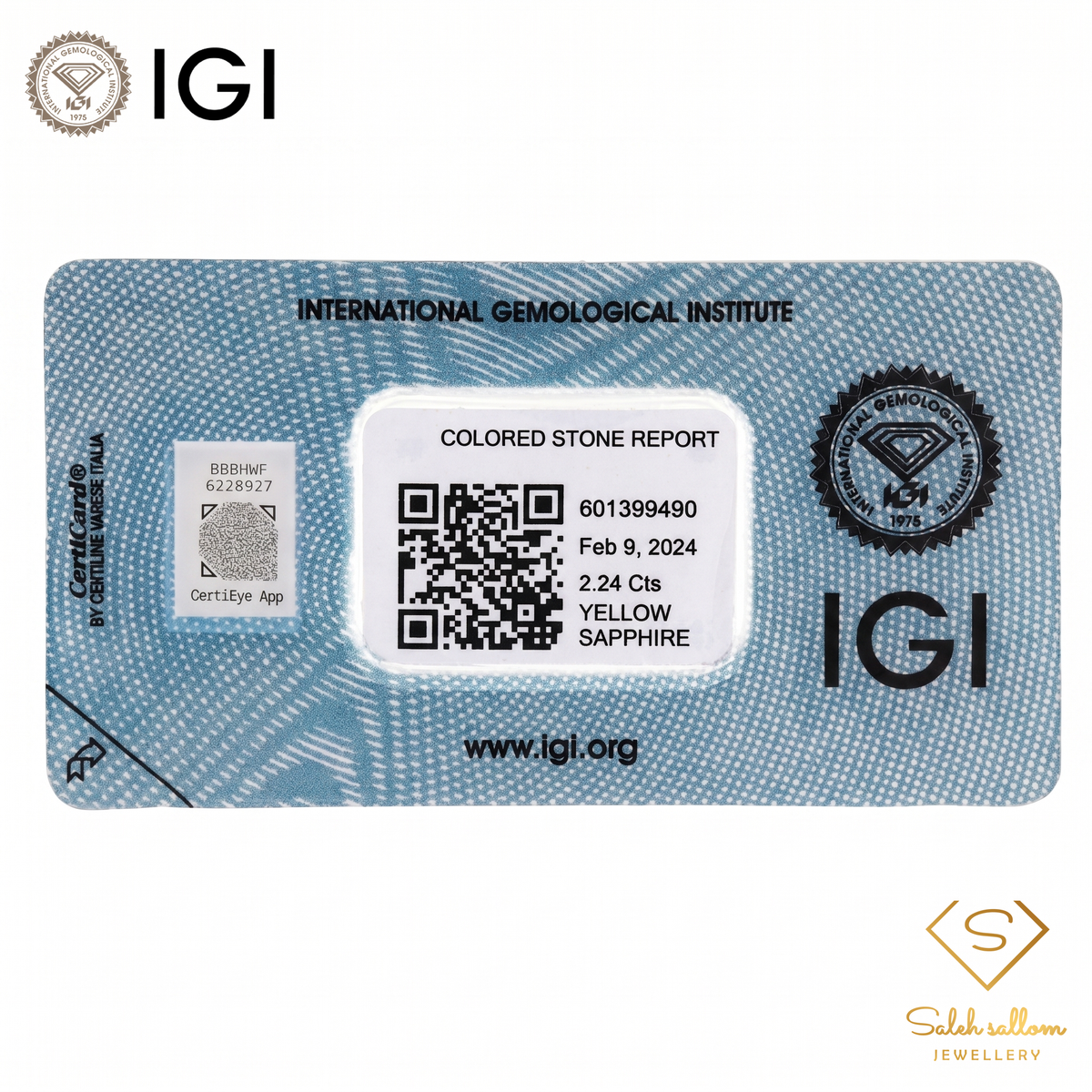 IGI Certified Natural Yellow Sapphire | 2.24 Carat Pear Mixed Cut | Luxury Gemstone-Saleh Sallom