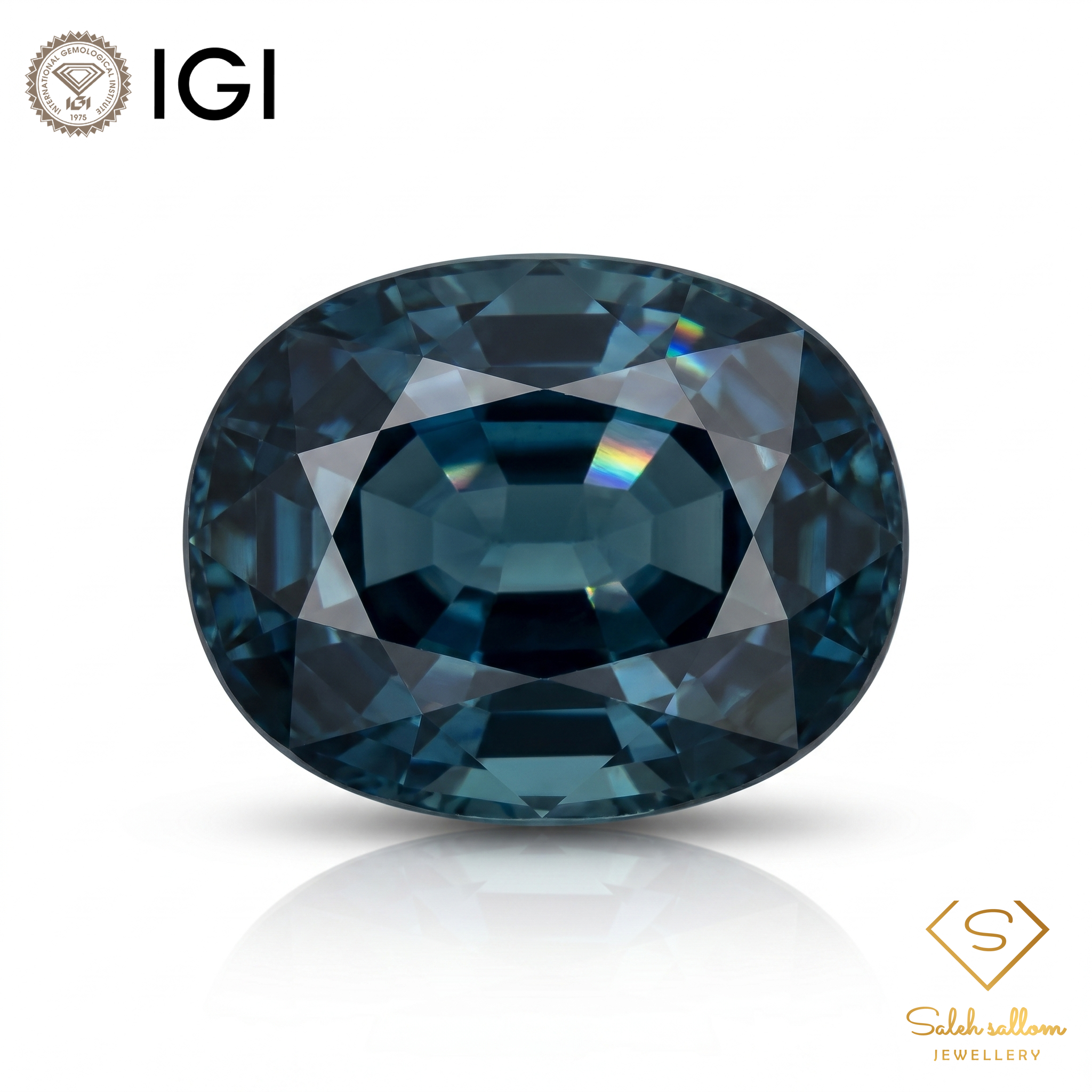 IGI Certified Heated Blue Sapphire | 0.83 Carat Oval Mixed Cut-Saleh Sallom Main image