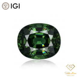 IGI Certified Natural Green Sapphire | 0.77 Carat Cushion Mixed Cut | Unheated Gemstone-Saleh Sallom