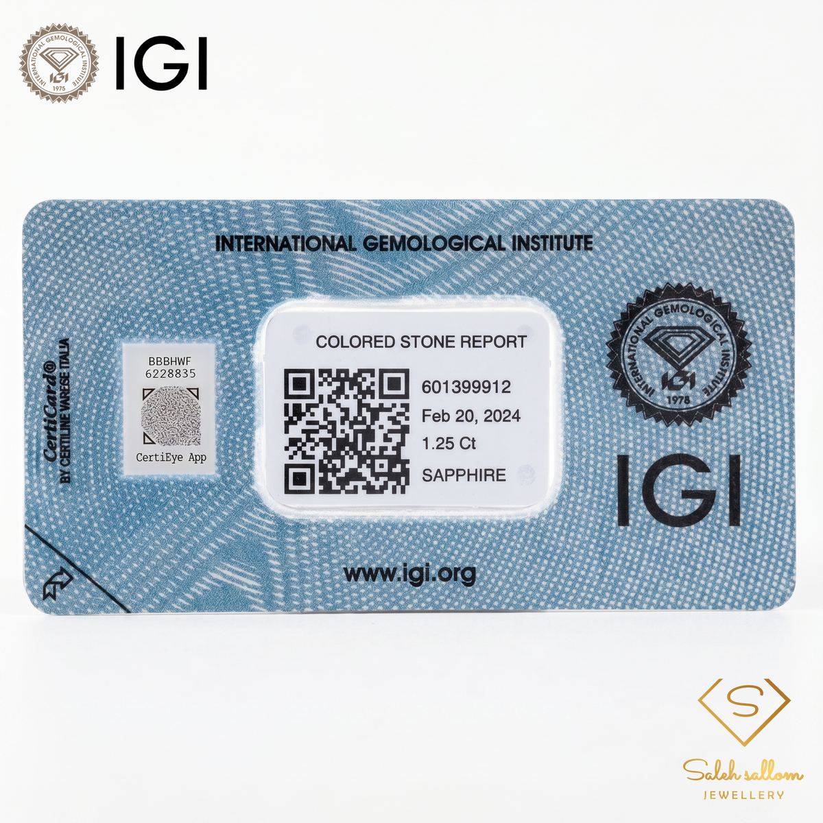 IGI Certified Natural Blue Sapphire | 1.25 Carat Oval Mixed Cut | Luxury Gemstone-Saleh Sallom