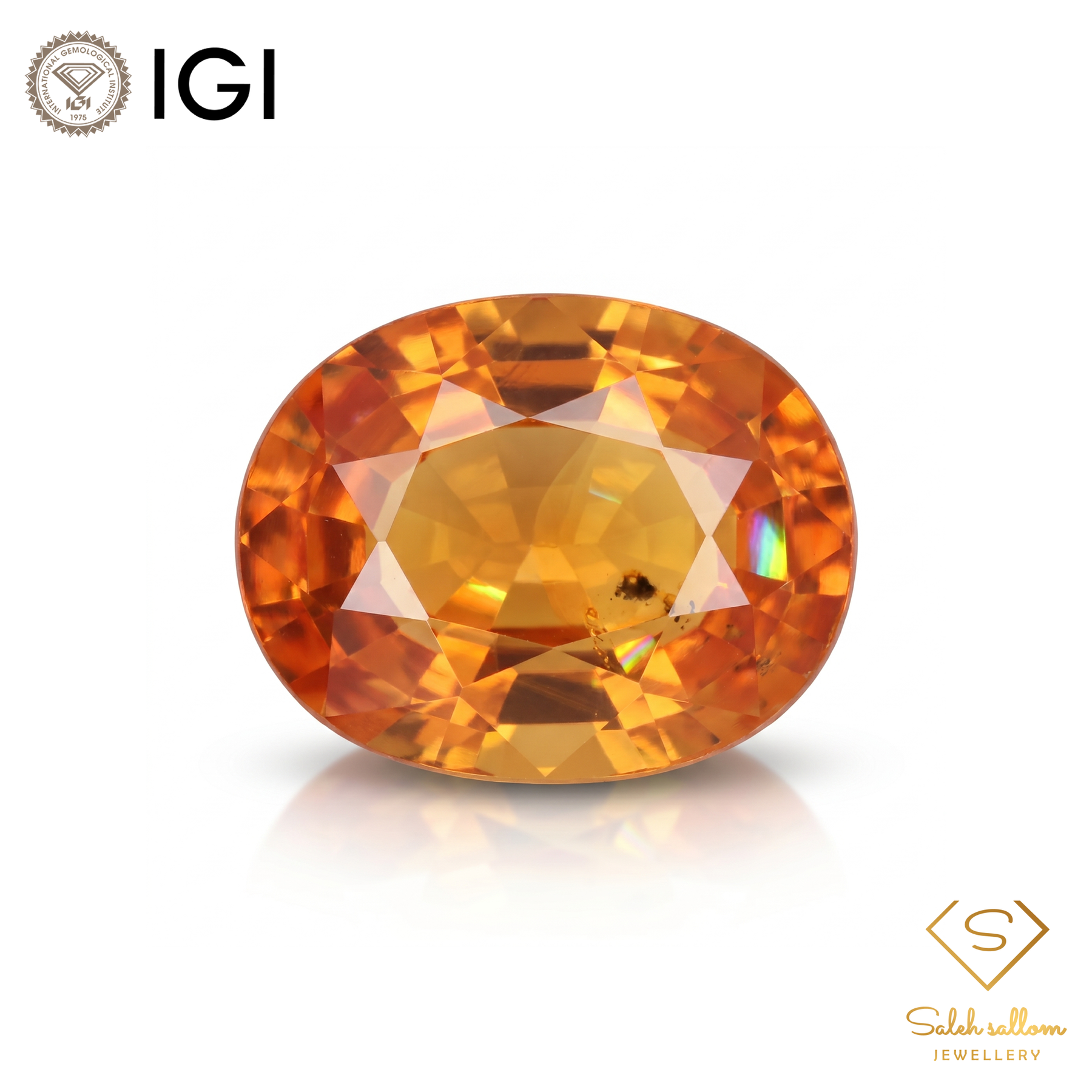 IGI Certified Natural Orange Sapphire | 1.10 Carat Oval Mixed Cut | Heated Gemstone-Saleh Sallom