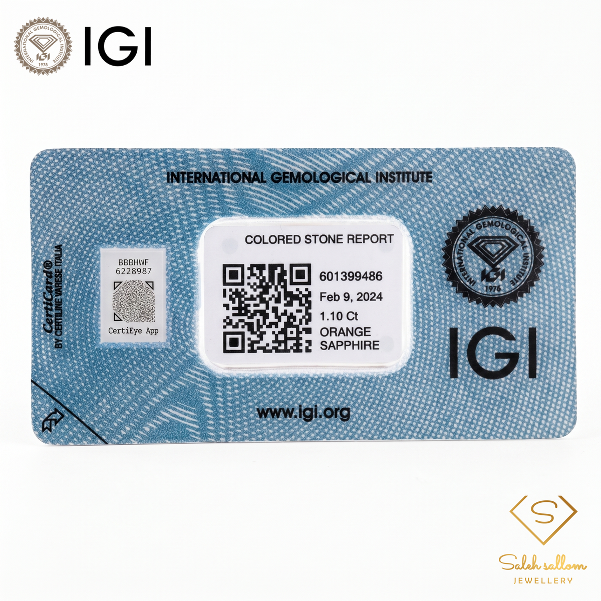 IGI Certified Natural Orange Sapphire | 1.10 Carat Oval Mixed Cut | Heated Gemstone-Saleh Sallom