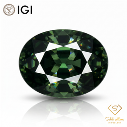 IGI Certified Natural Green Sapphire | 2.02 Carats Oval Mixed Cut | Heated Gemstone-Saleh Sallom