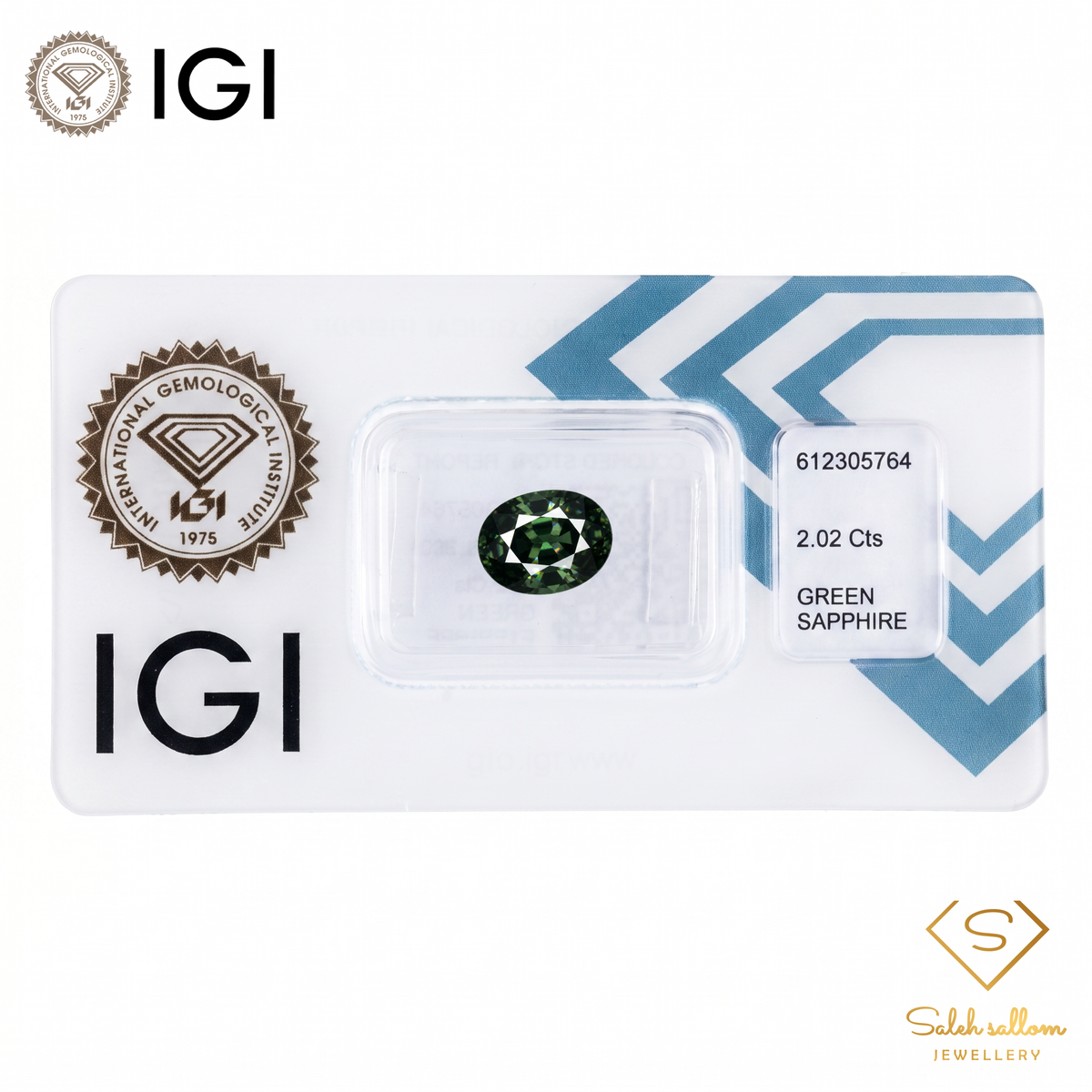 IGI Certified Natural Green Sapphire | 2.02 Carats Oval Mixed Cut | Heated Gemstone-Saleh Sallom