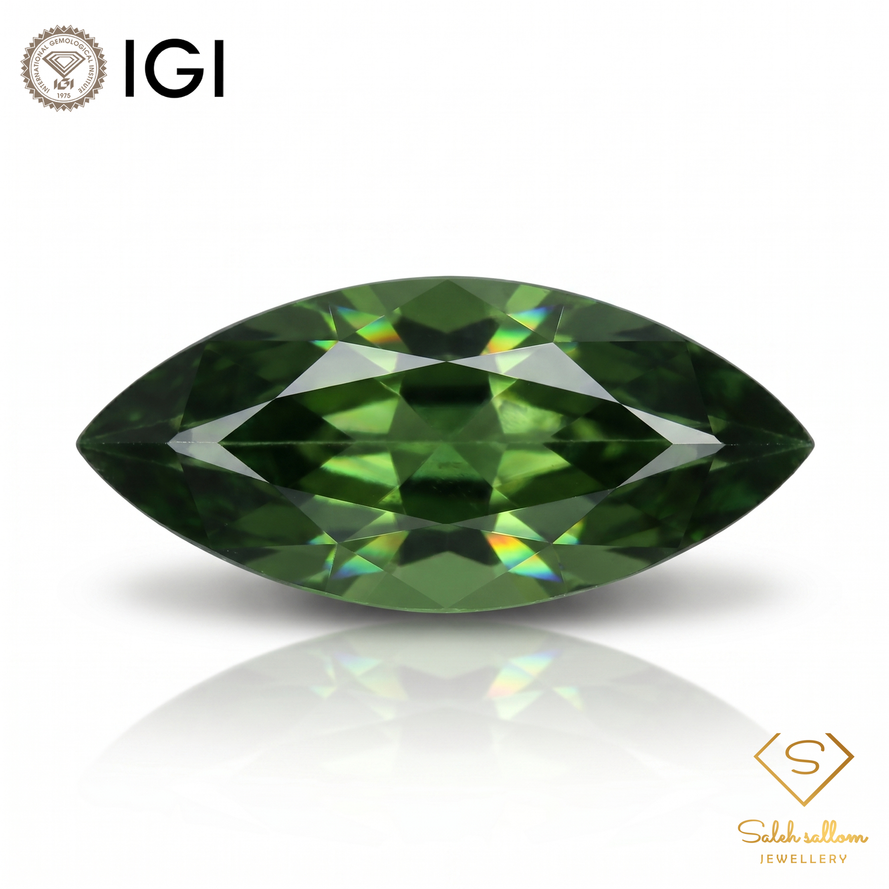 IGI Certified Natural Green Sapphire | 1.77 Carat Marquise Mixed Cut | Luxury Gemstone-Saleh Sallom