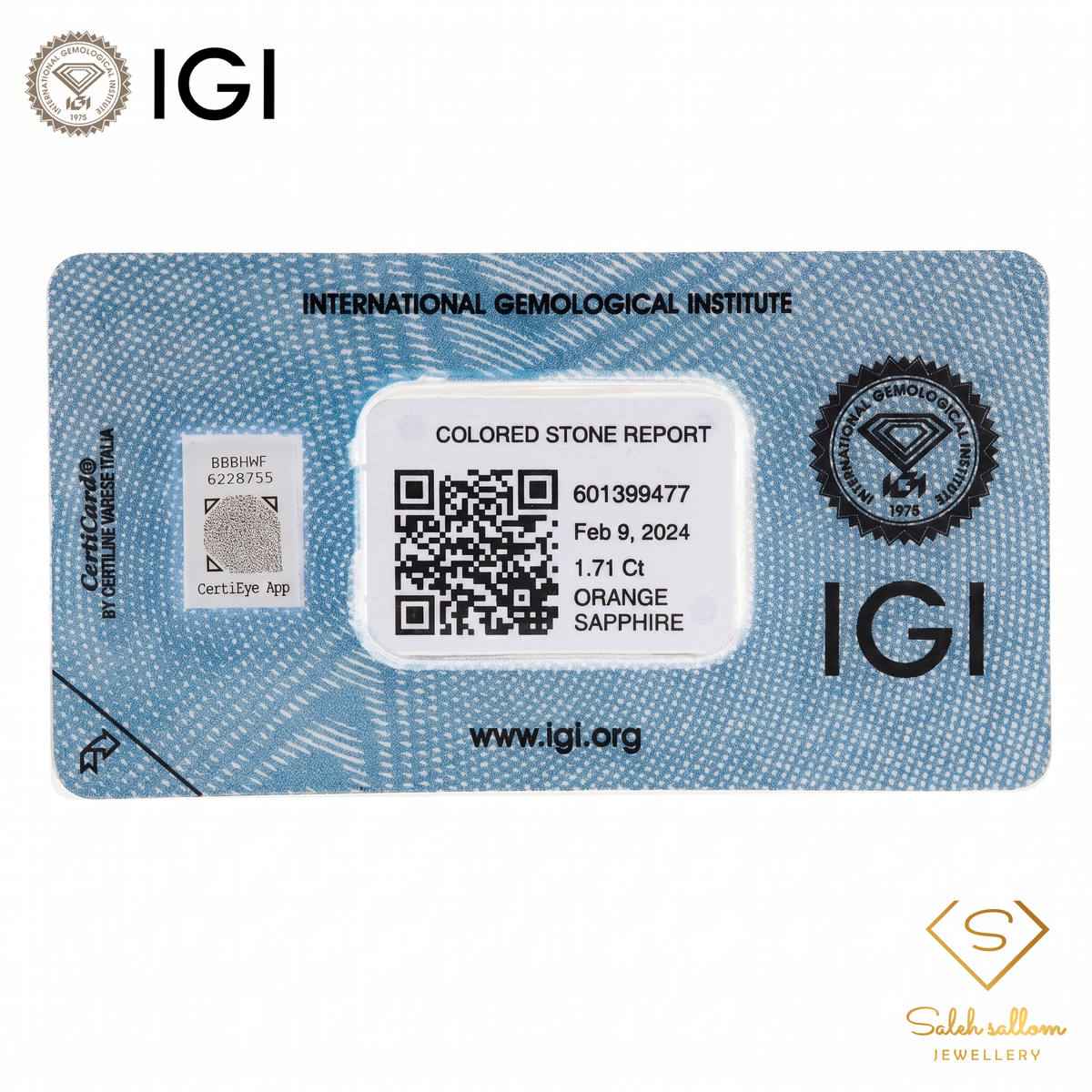 IGI Certified Natural Orange Sapphire | 1.71 Carat Pear Mixed Cut | Luxury Gemstone-Saleh Sallom