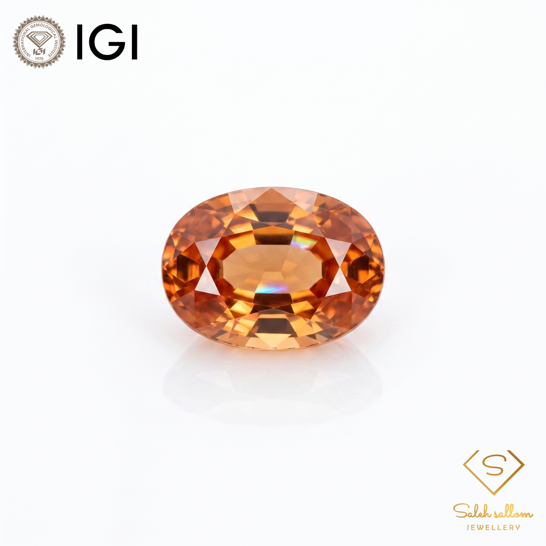 IGI Certified Natural Orange Sapphire | 0.87 Carat Oval Mixed Cut | Luxury Gemstone-Saleh Sallom