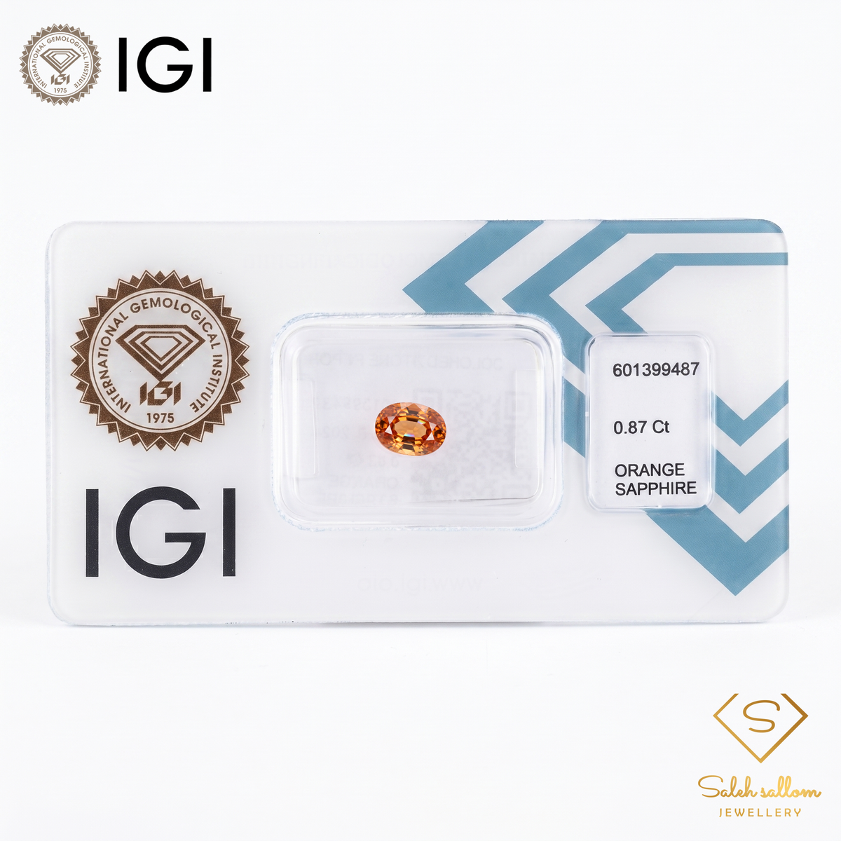 IGI Certified Natural Orange Sapphire | 0.87 Carat Oval Mixed Cut | Luxury Gemstone-Saleh Sallom