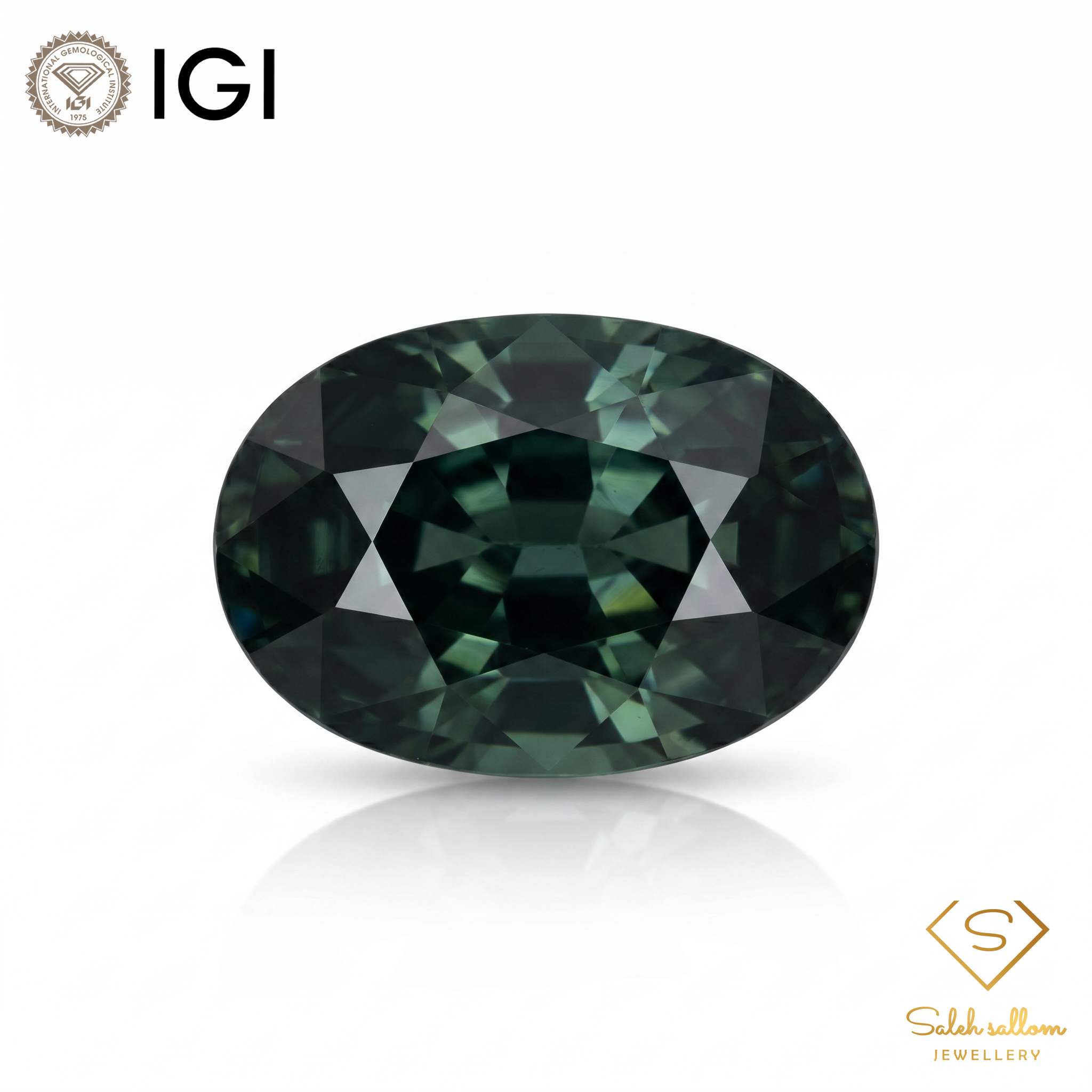 IGI Certified Natural Greenish Blue Sapphire | 0.62 Carat Oval Mixed Cut | Heated Gemstone-Saleh Sallom Main image
