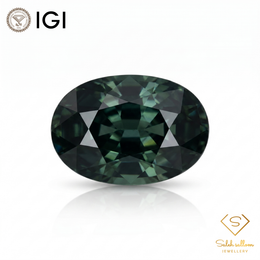 IGI Certified Natural Greenish Blue Sapphire | 0.62 Carat Oval Mixed Cut | Heated Gemstone-Saleh Sallom