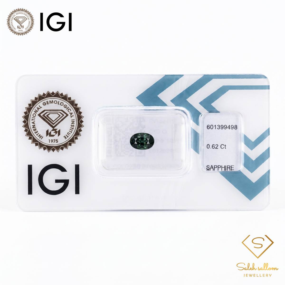 IGI Certified Natural Greenish Blue Sapphire | 0.62 Carat Oval Mixed Cut | Heated Gemstone-Saleh Sallom