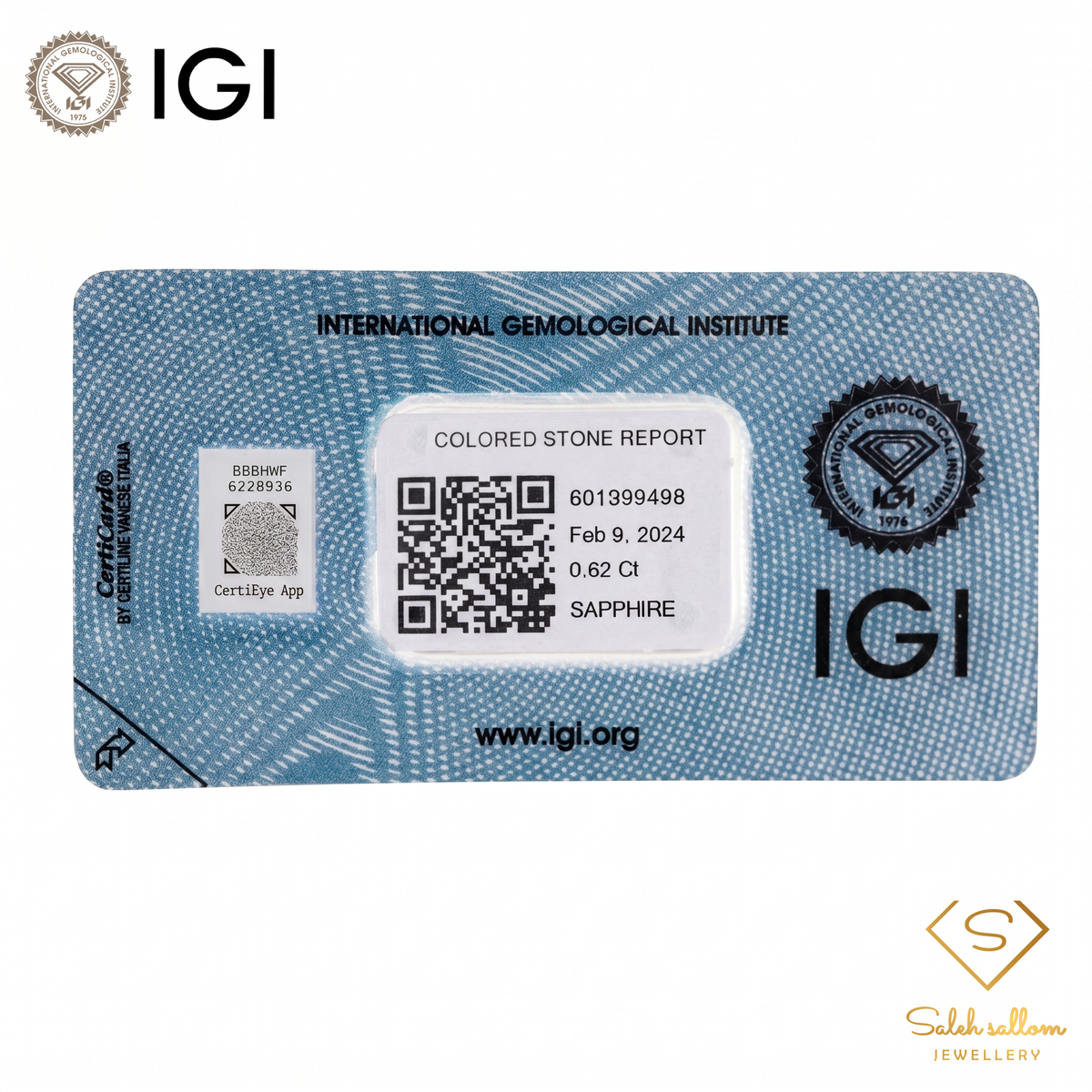 IGI Certified Natural Greenish Blue Sapphire | 0.62 Carat Oval Mixed Cut | Heated Gemstone-Saleh Sallom