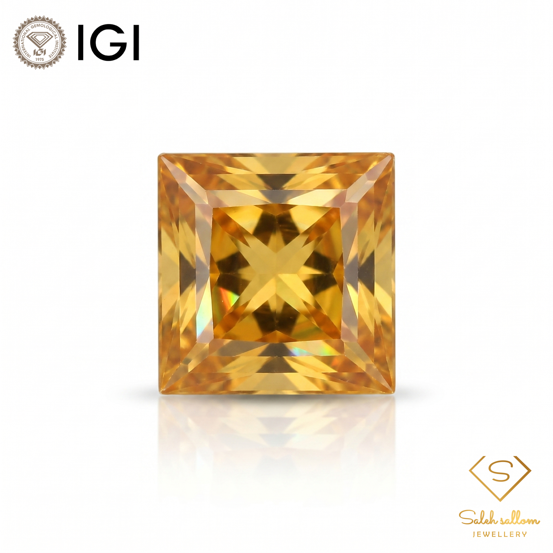 IGI Certified Natural Yellow Sapphire | 0.51 Carat Princess Cut | Orangy Yellow Heated Gemstone-Saleh Sallom