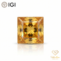 IGI Certified Natural Yellow Sapphire | 0.51 Carat Princess Cut | Orangy Yellow Heated Gemstone-Saleh Sallom