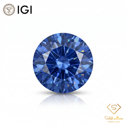 IGI Certified Natural Blue Sapphire | 0.42 Carat Round Brilliant Cut | Heated Gemstone-Saleh Sallom