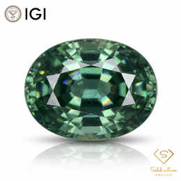 IGI Certified Natural Greenish Blue Sapphire | 1.21 Carat Oval Mixed Cut | Heated Gemstone-Saleh Sallom