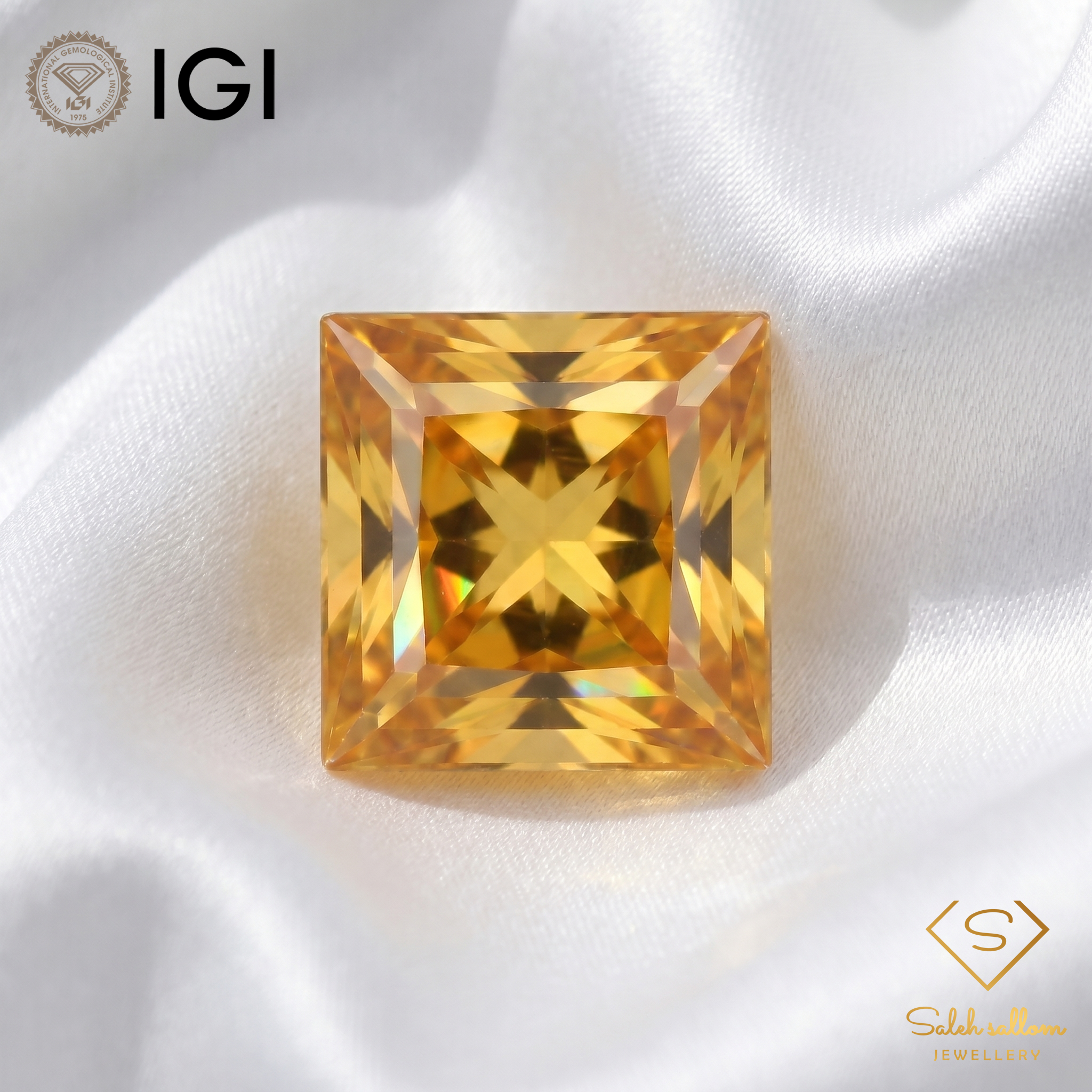 IGI Certified Natural Yellow Sapphire | 0.51 Carat Princess Cut | Orangy Yellow Heated Gemstone Secondary image
