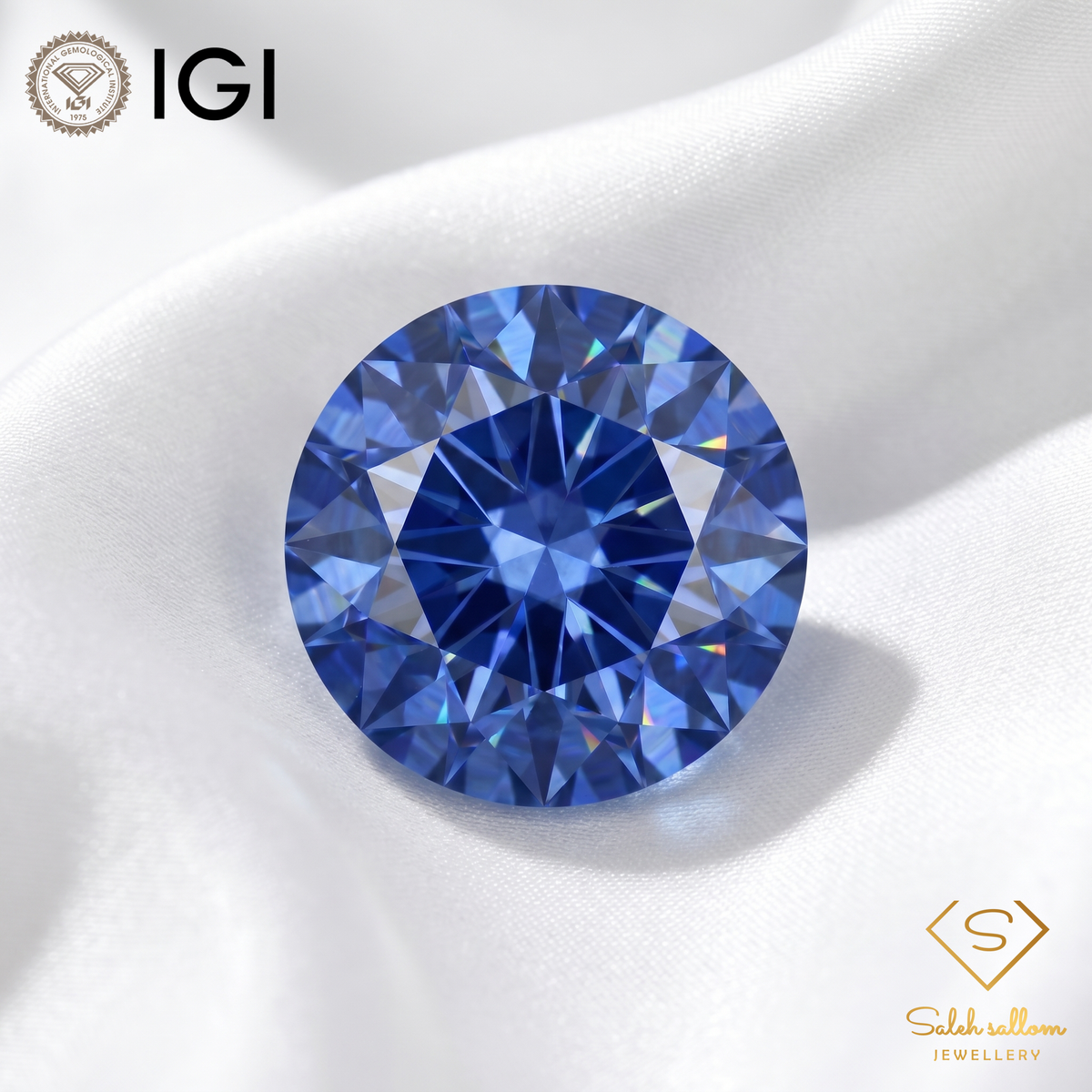 IGI Certified Natural Blue Sapphire | 0.42 Carat Round Brilliant Cut | Heated Gemstone-Saleh Sallom