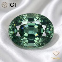 IGI Certified Natural Greenish Blue Sapphire | 1.21 Carat Oval Mixed Cut | Heated Gemstone-Saleh Sallom