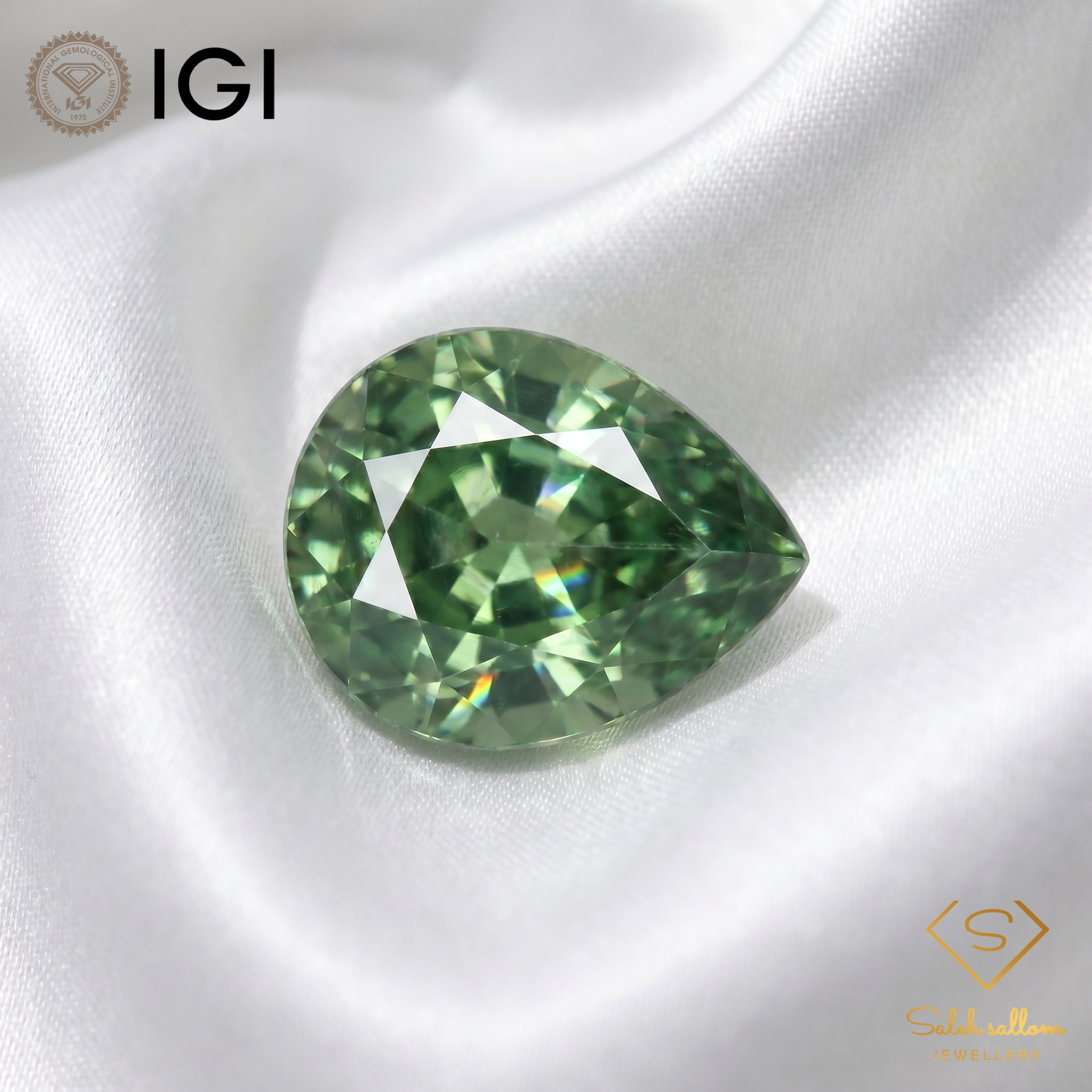 IGI Certified Natural Green Sapphire | 0.84 Carat Pear Mixed Cut | Unheated Bluish Green Gemstone Secondary image