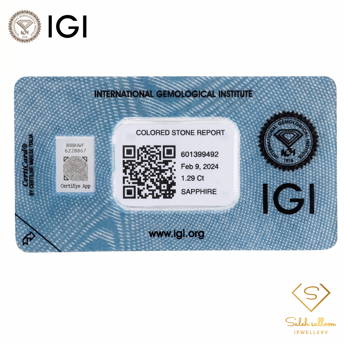 IGI Certified Natural Blue Sapphire | 1.29 Carat Oval Mixed Cut | Heated Gemstone-Saleh Sallom