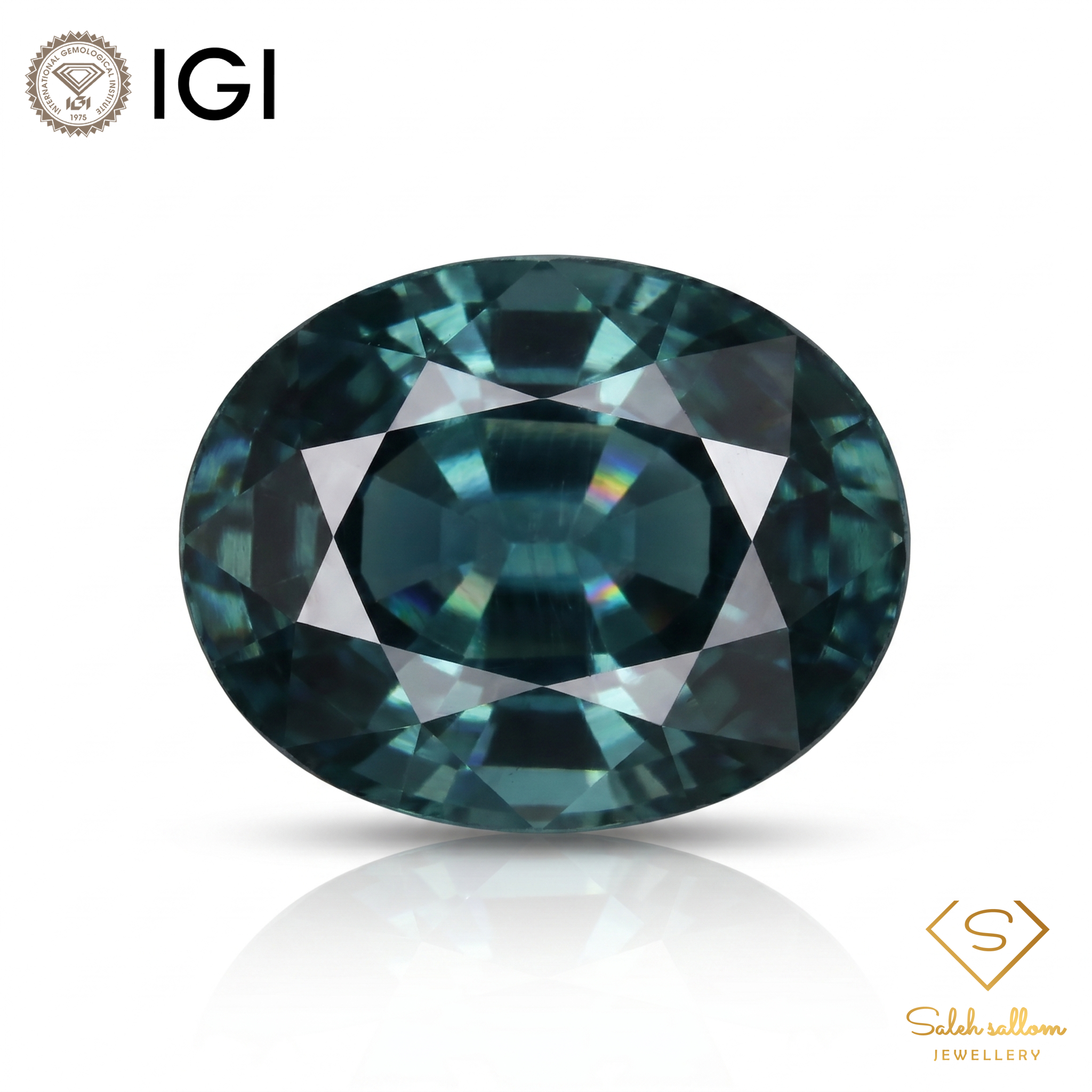 IGI Certified Natural Greenish Blue Sapphire | 1.21 Carat Oval Mixed Cut | Heated Gemstone-Saleh Sallom Main image