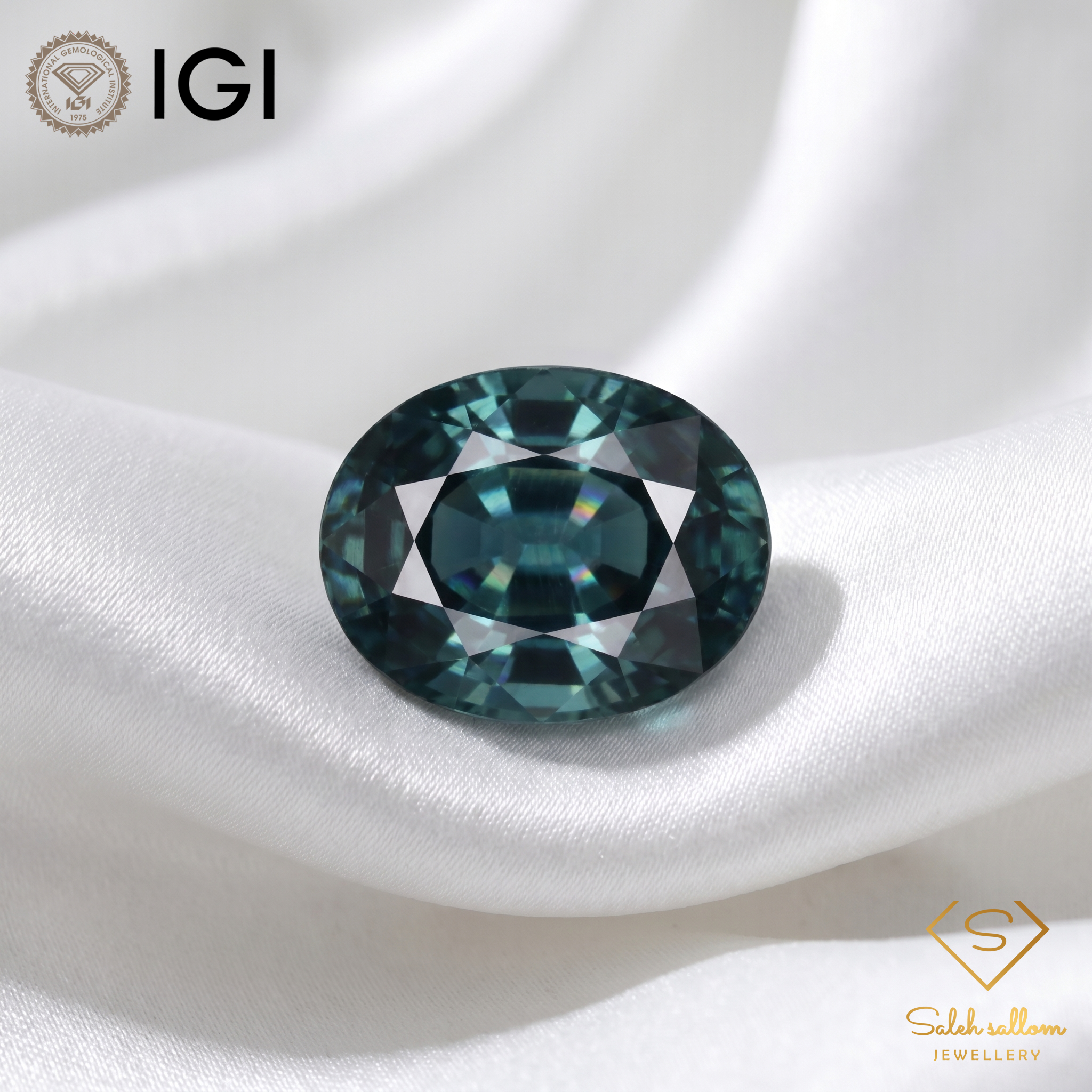IGI Certified Natural Greenish Blue Sapphire | 1.21 Carat Oval Mixed Cut | Heated Gemstone Secondary image