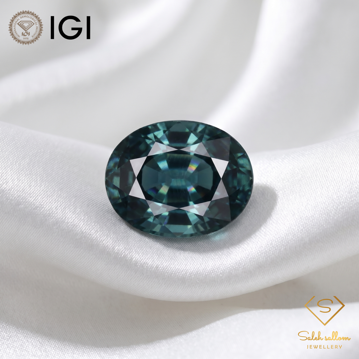 IGI Certified Natural Greenish Blue Sapphire | 1.21 Carat Oval Mixed Cut | Heated Gemstone-Saleh Sallom