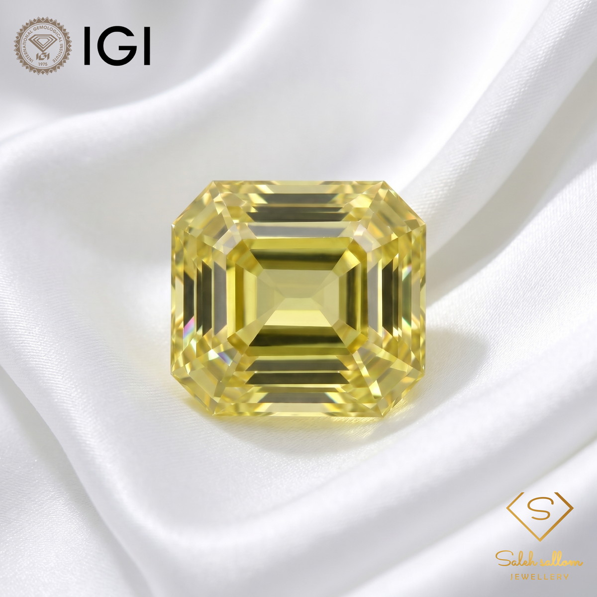 IGI Certified Natural Yellow Sapphire | 1.13 Carat Emerald Cut | Unheated Gemstone-Saleh Sallom