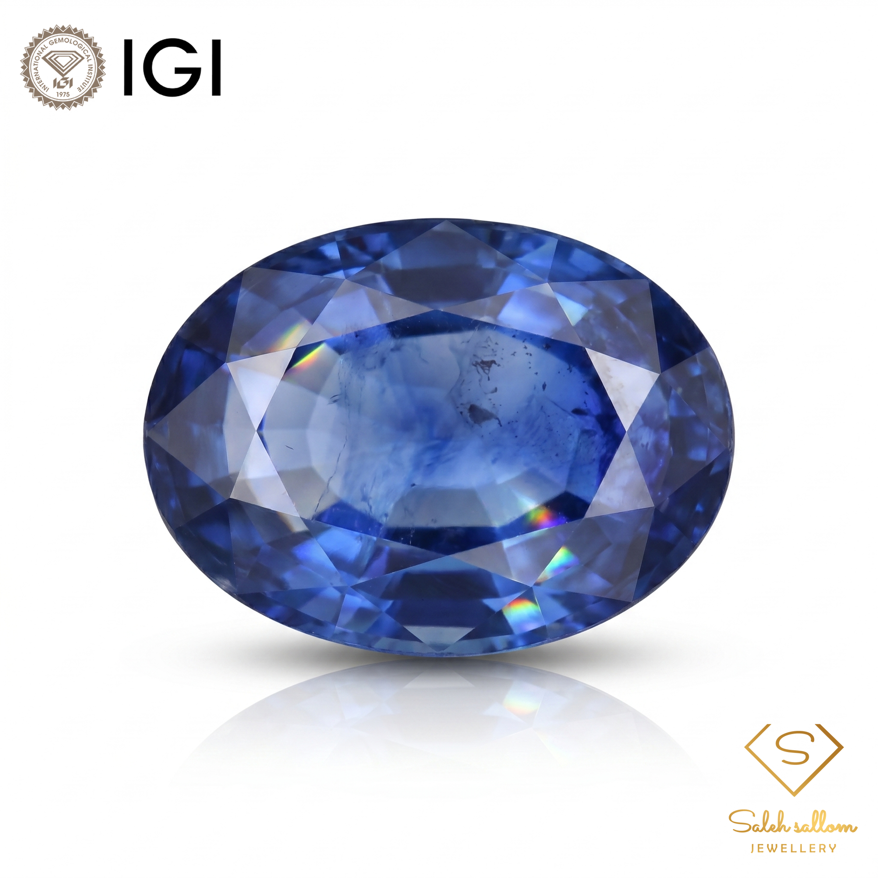 IGI Certified Natural Blue Sapphire | 1.42 Carat Oval Mixed Cut | Diffusion Treated Gemstone-Saleh Sallom