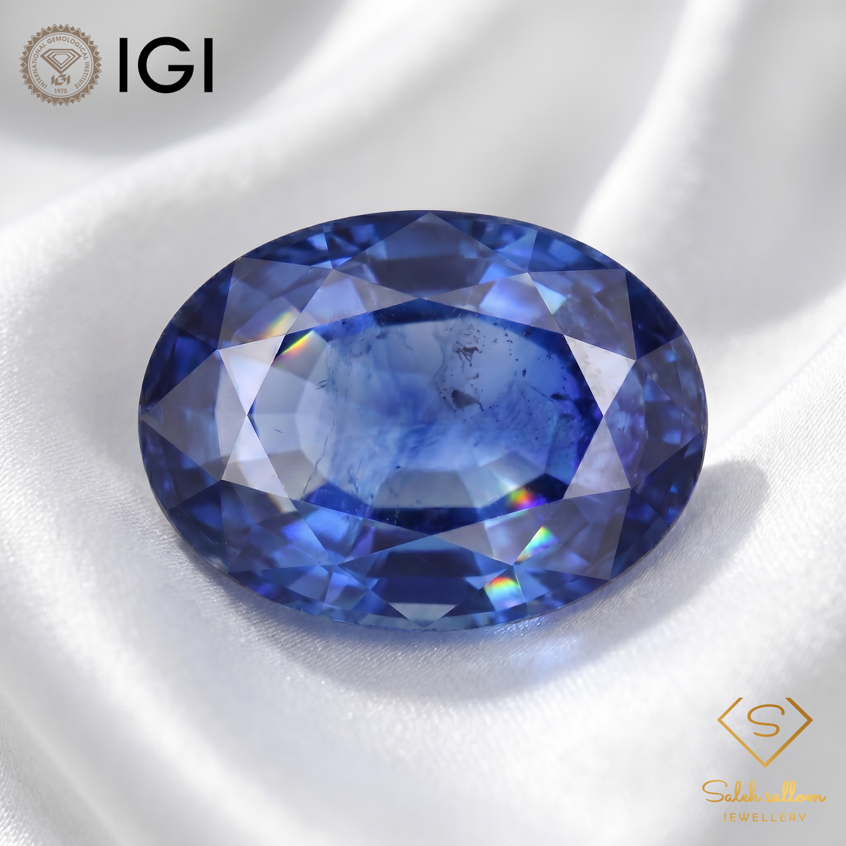 IGI Certified Natural Blue Sapphire | 1.42 Carat Oval Mixed Cut | Diffusion Treated Gemstone-Saleh Sallom