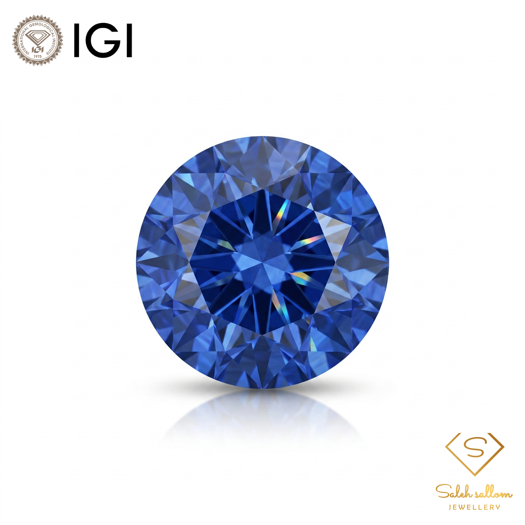 IGI Certified Natural Blue Sapphire | 0.38 Carat Round Brilliant Cut | Diffusion Treated Gemstone-Saleh Sallom