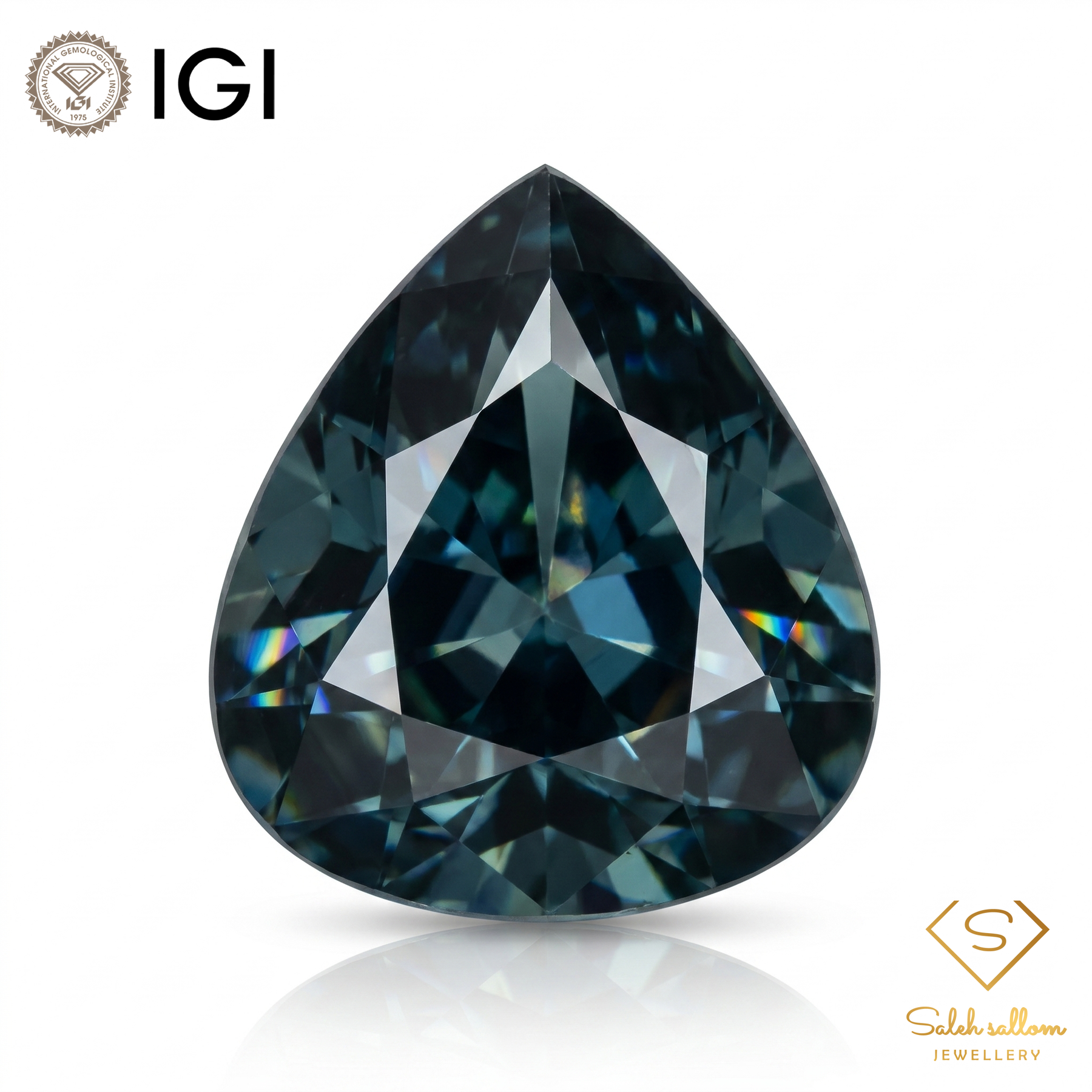 IGI Certified Natural Greenish Blue Sapphire | 0.78 Carat Pear Mixed Cut | Heated Gemstone-Saleh Sallom