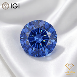 IGI Certified Natural Blue Sapphire | 0.38 Carat Round Brilliant Cut | Diffusion Treated Gemstone-Saleh Sallom