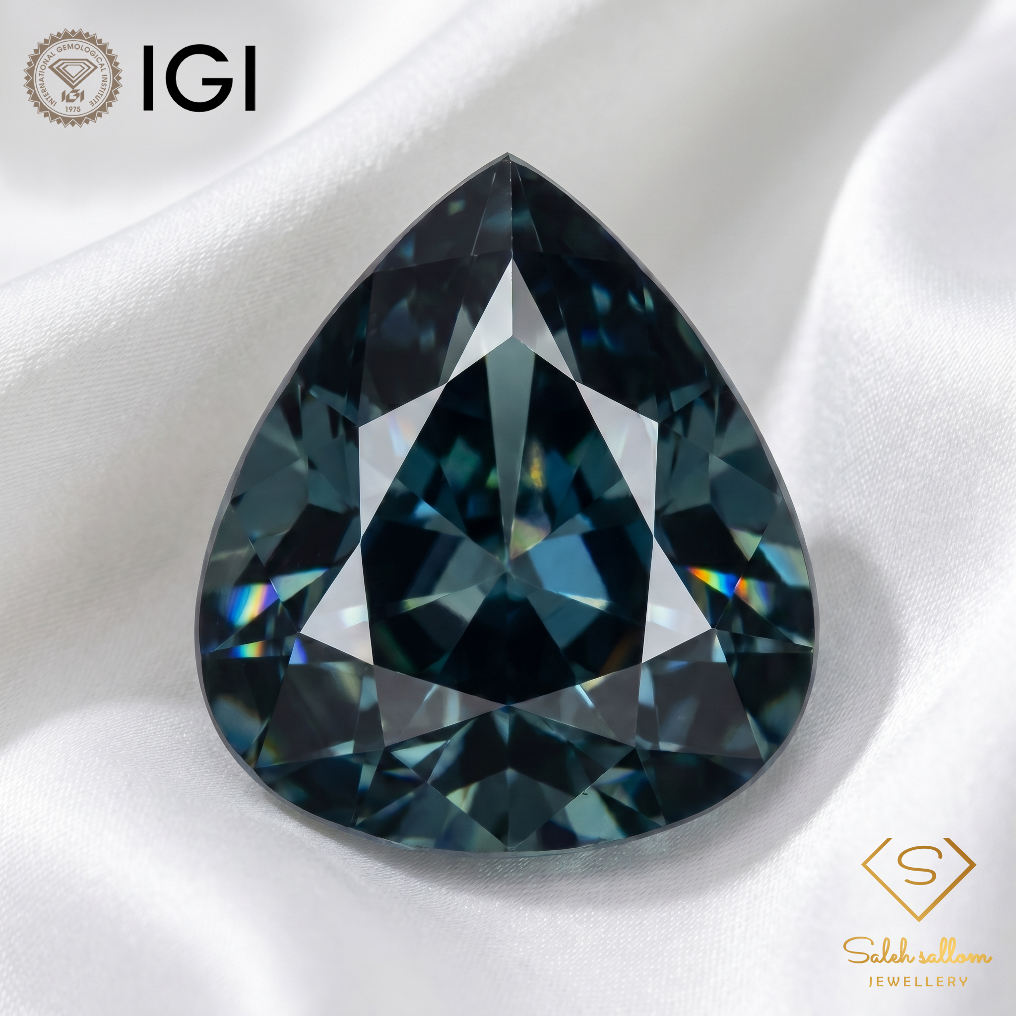 IGI Certified Natural Greenish Blue Sapphire | 0.78 Carat Pear Mixed Cut | Heated Gemstone Secondary image