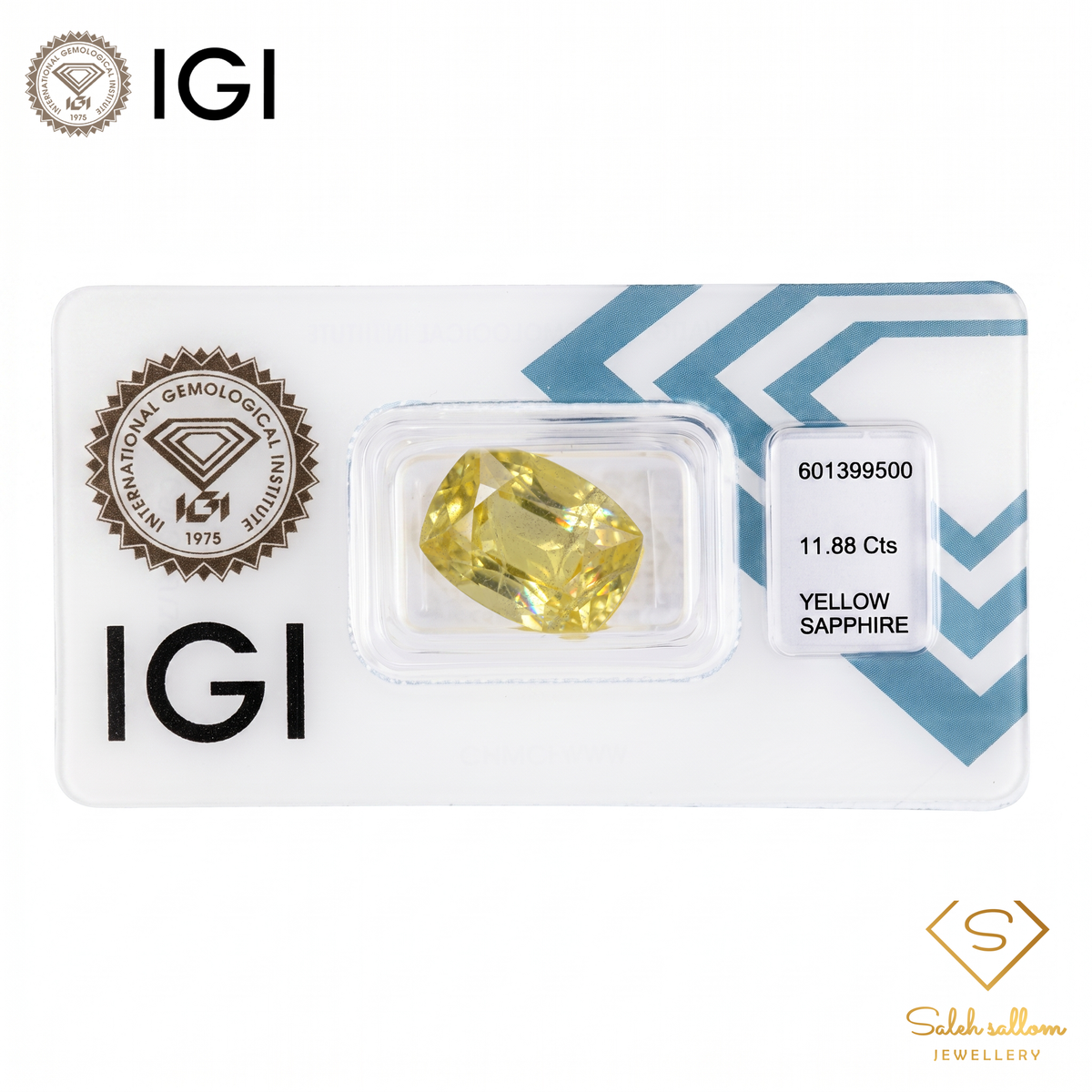 IGI Certified Natural Yellow Sapphire | 11.88 Carats Cushion Mixed Cut | Heated Gemstone-Saleh Sallom
