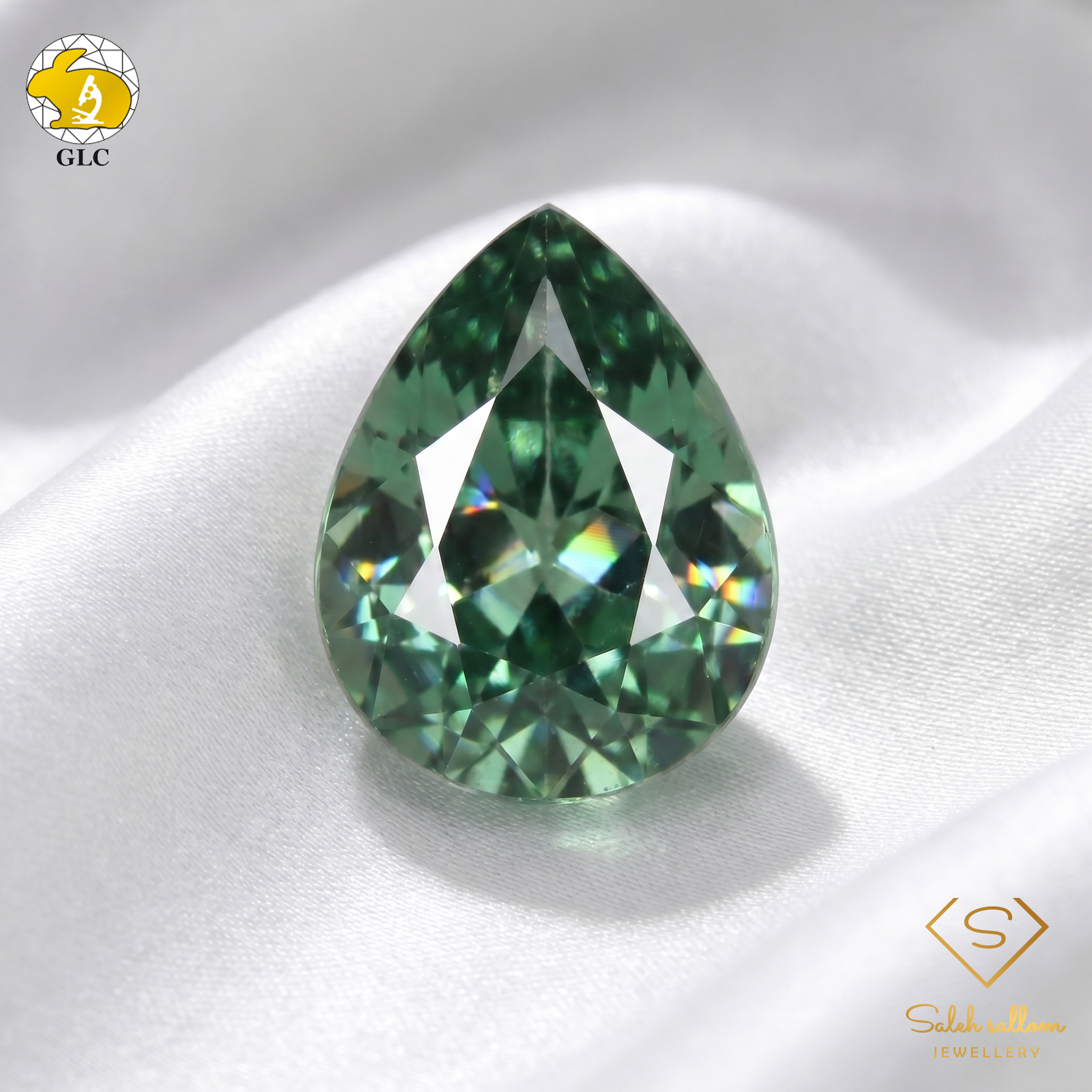 GLC Certified Natural Green Sapphire | 0.40 Carat Pear Mixed Cut | No Indication of Heating Secondary image