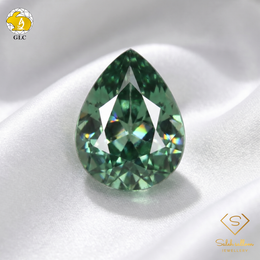 GLC Certified Natural Green Sapphire | 0.40 Carat Pear Mixed Cut | No Indication of Heating-Saleh Sallom