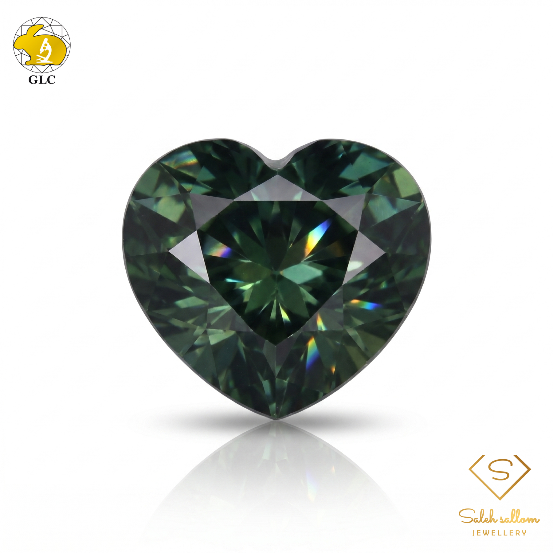 GLC Certified Natural Green Sapphire | 2.03 Carats Heart Mixed Cut | Heated-Saleh Sallom
