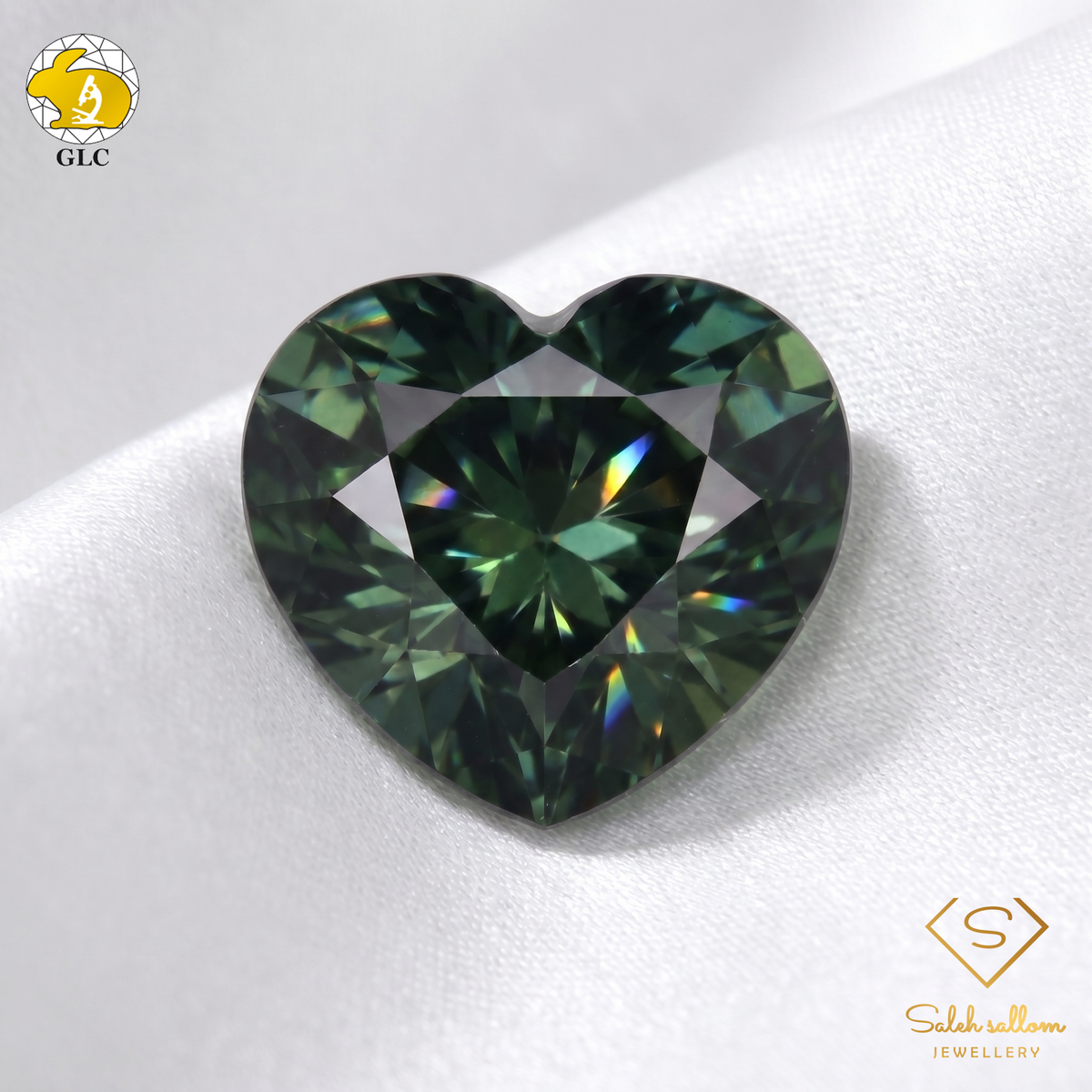 GLC Certified Natural Green Sapphire | 2.03 Carats Heart Mixed Cut | Heated-Saleh Sallom