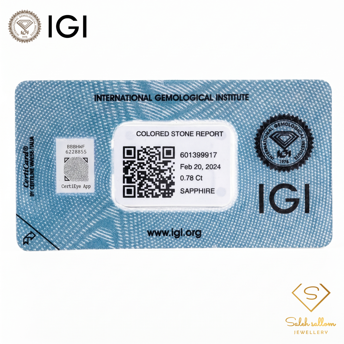 IGI Certified Natural Greenish Blue Sapphire | 0.78 Carat Pear Mixed Cut | Heated Gemstone-Saleh Sallom