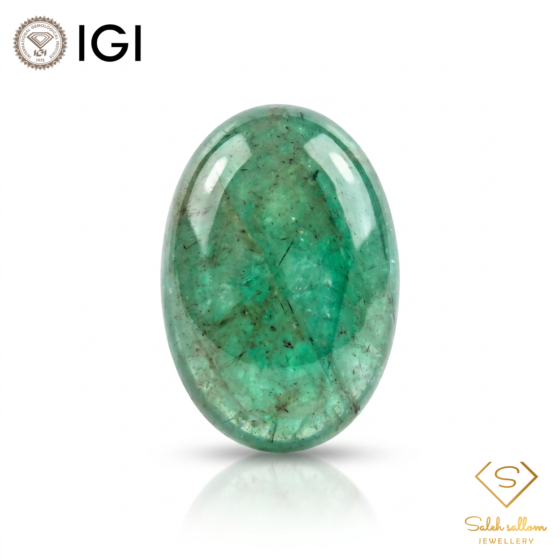 IGI Certified Natural Emerald | 6.59 Carat Oval Cabochon | Luxury Gemstone-Saleh Sallom