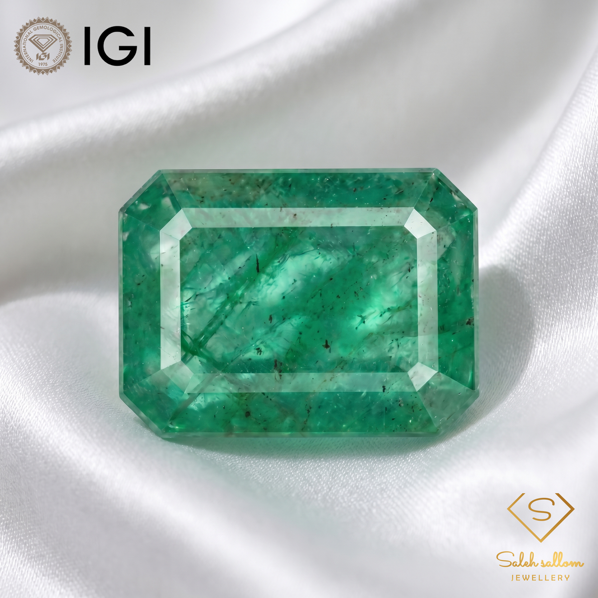 IGI Certified Natural Emerald | 6.85 Carats Emerald Cut | Significant Oil Enhancement-Saleh Sallom